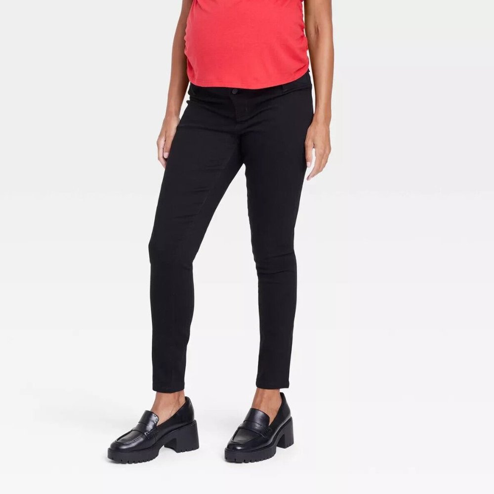 NWT Isabel Black Skinny Side Panel Maternity Pants Power Stretch SZ 12